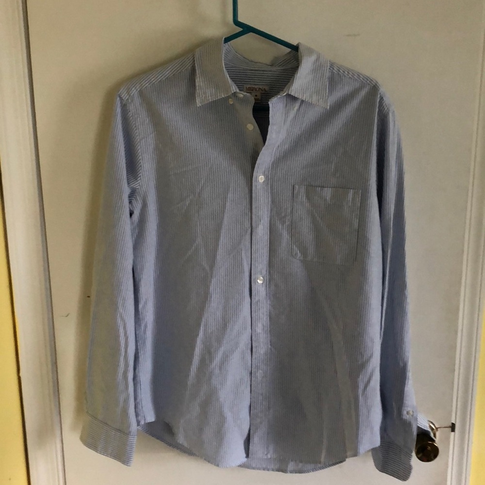 Blue and White Striped Button Down